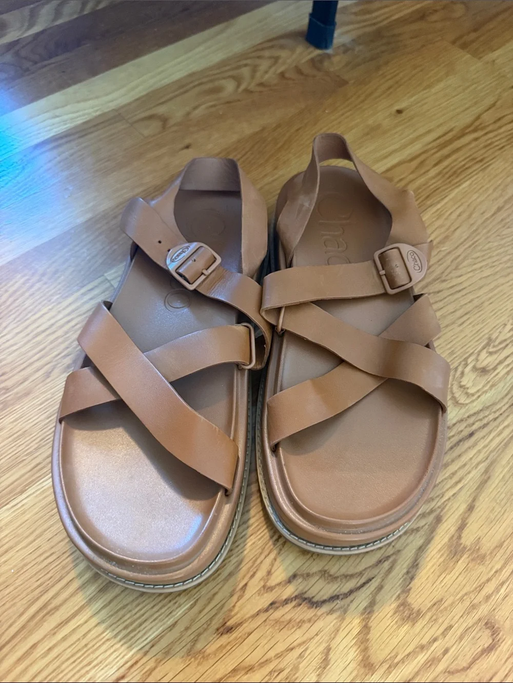 Chaco Men's Brown Strappy Leather Sandals with Adjustable Buckles